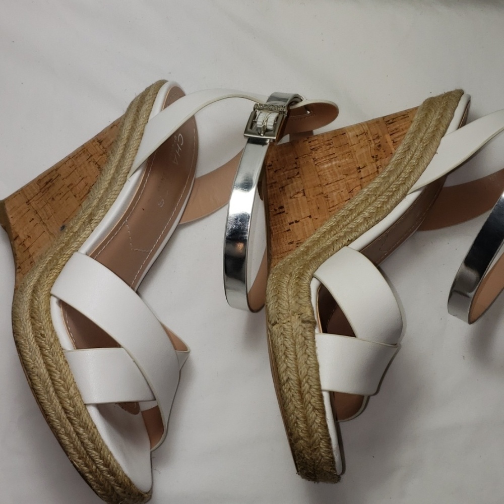 Charles David 7 White & Silver Wedges - Picture 4 of 8